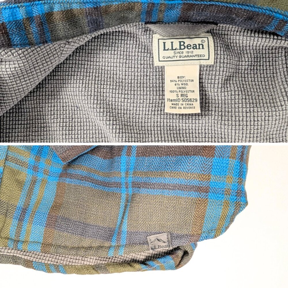 L.L.Bean Men's Small Brown Blue Plaid Lined Katahdin Performance Flannel Shirt - Picture 8 of 11